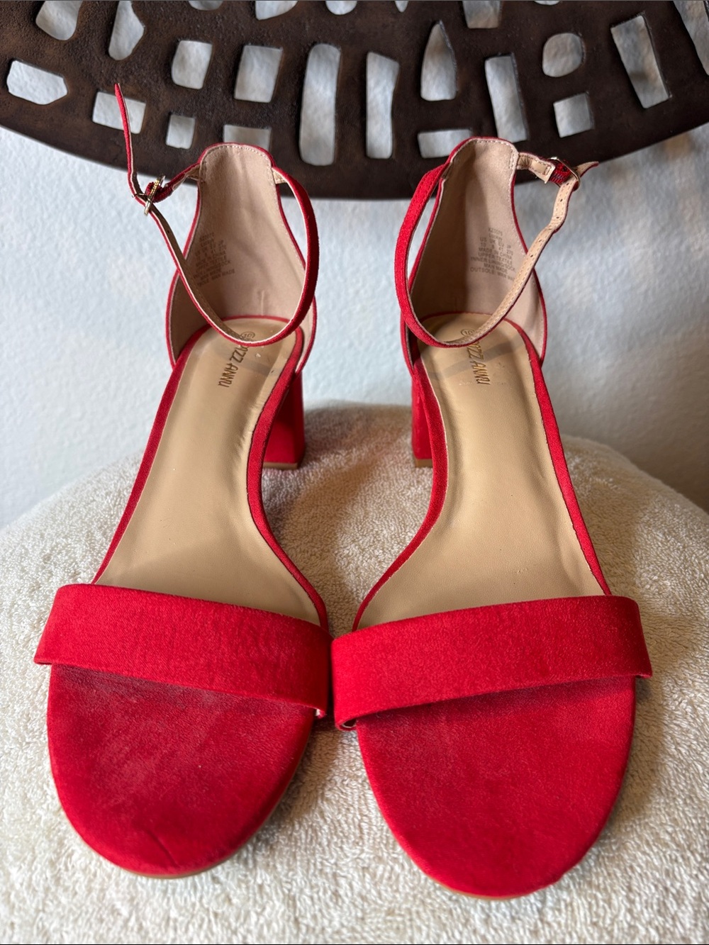 🧡Block Heel Sandals Women's 10 Orange Suede Ankle Strap Pizzanni 🧡 - Picture 2 of 14